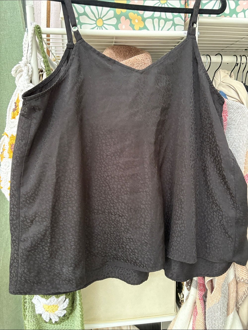 Black Satin Leopard Camisole